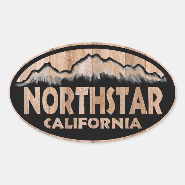 Northstar California wooden sign oval stickers (Front)