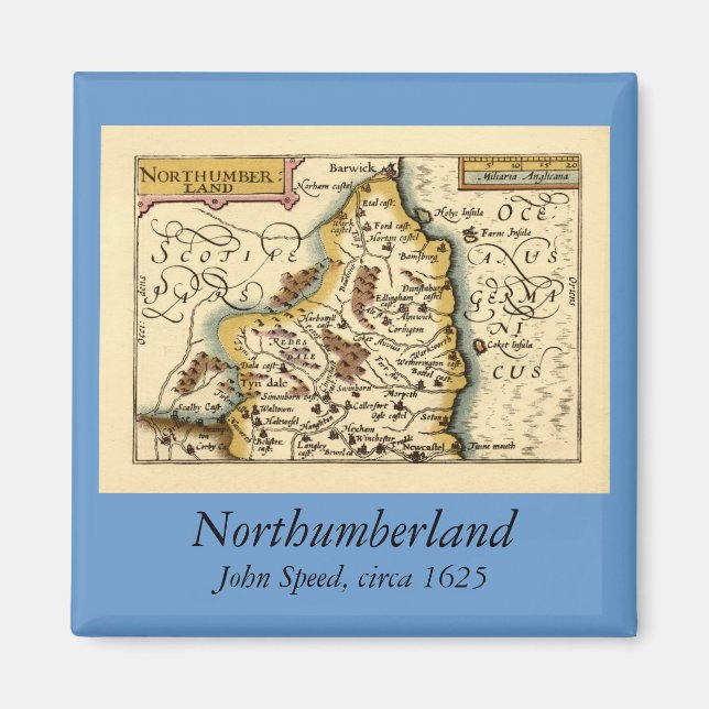 Northumberland County Map, England Magnet (Front)