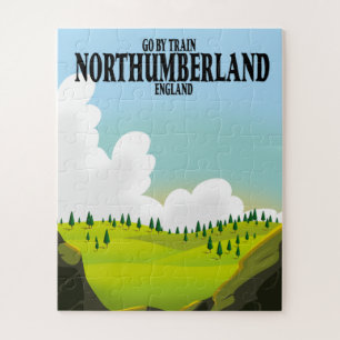 Northumberland england travel poster jigsaw puzzle