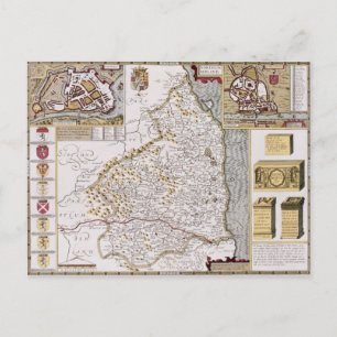 Northumberland, engraved by Jodocus Hondius Postcard