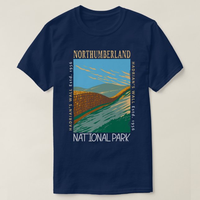 Northumberland National Park Hadrians Wall Distres T-Shirt (Design Front)
