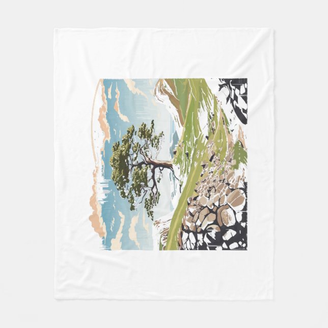 Northumberland National Park Sycamore Gap Tree Fleece Blanket (Front)
