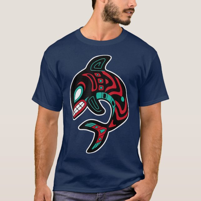 Northwest Coast Orca Native American Totem Whale T-Shirt (Front)