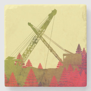 Northwest Crane operator OPERATING ENGINEER art Stone Coaster