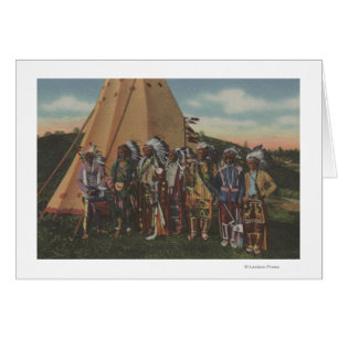 Northwest Indians - Row of Indian Chiefs in War