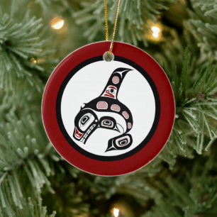 Northwest Pacific coast Haida art Killer whale Ceramic Ornament