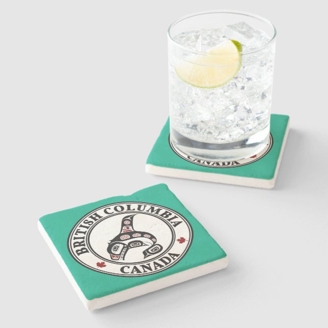 Northwest Pacific coast Haida Art Killer Whale Stone Coaster (Side)