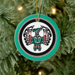 Northwest Pacific coast Haida art Thunderbird Ceramic Ornament