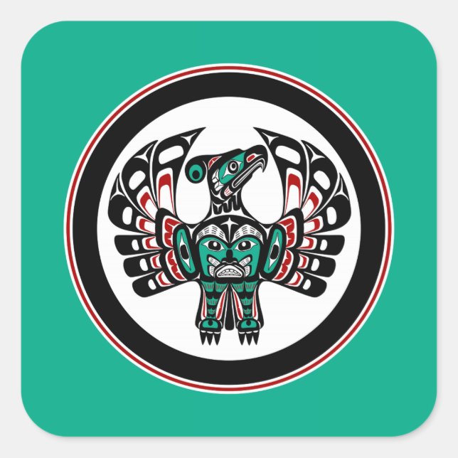 Northwest Pacific coast Haida art Thunderbird Square Sticker (Front)
