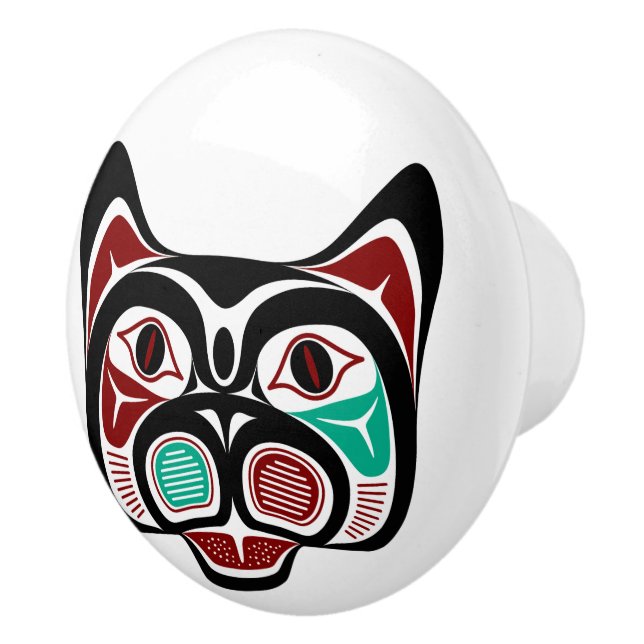 Northwest Pacific coast Haida Kitty Ceramic Knob (Right)