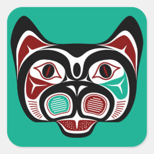 Northwest Pacific coast Haida Kitty Square Sticker