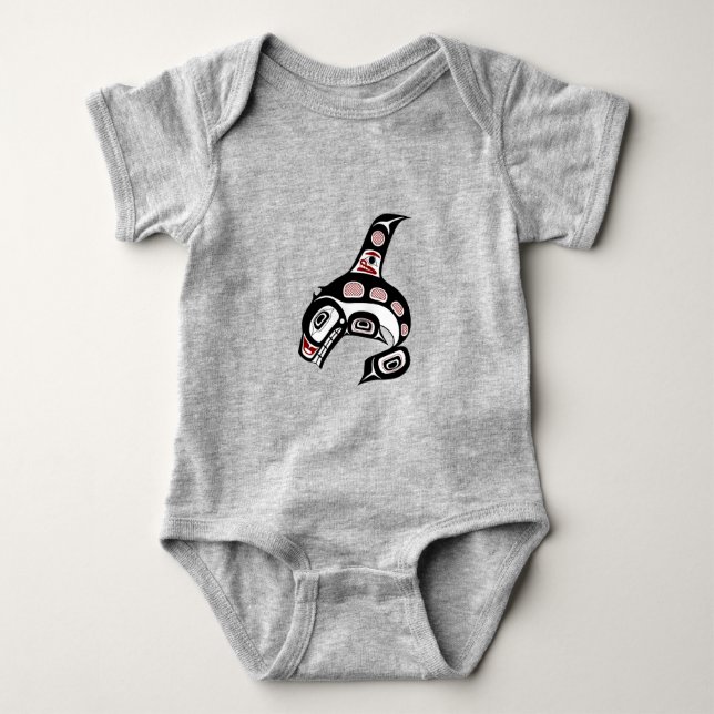 Northwest Pacific Coast Haida Orca Killer Whale Baby Bodysuit (Front)
