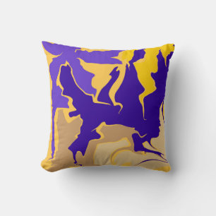 Northwest Purple, Yellow and Beige Swirls Cushion
