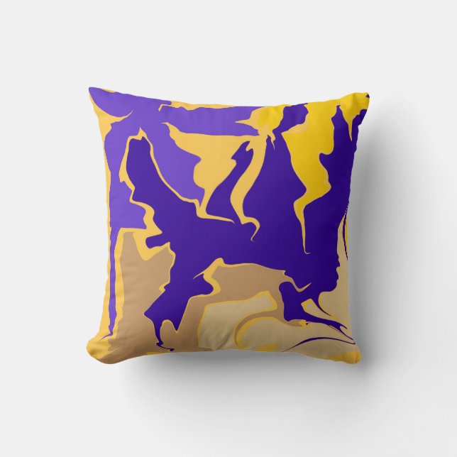 Northwest Purple, Yellow and Beige Swirls  Cushion (Front)
