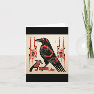 Northwestern art style raven note card