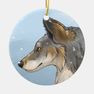 Northwestern Wolf Ceramic Ornament