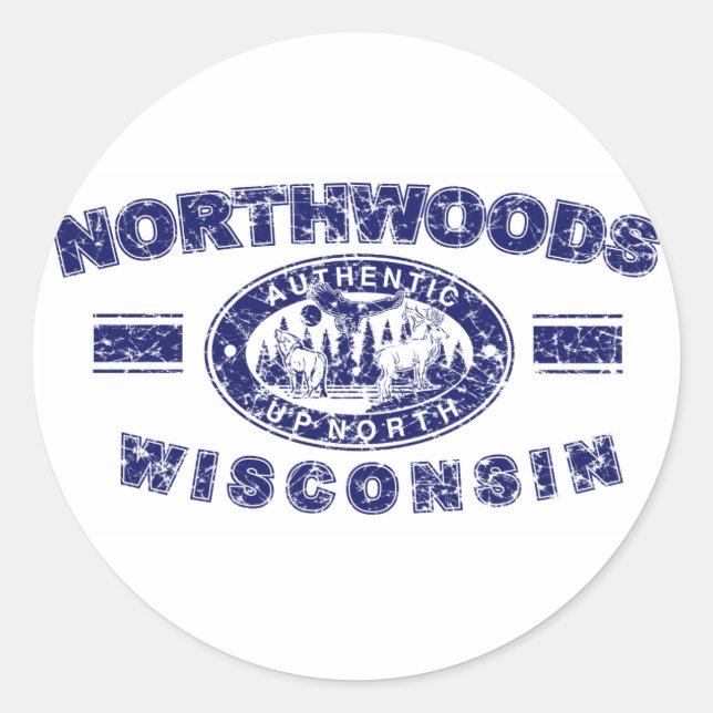 Northwoods-Distressed-[Conv Classic Round Sticker (Front)