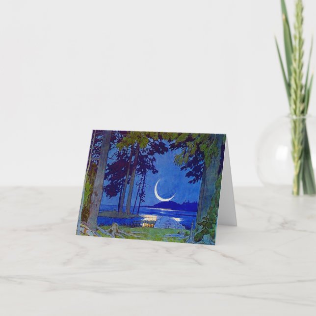 Northwoods Moon Blank Invitation Note Card (Front)