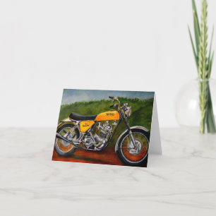 norton commando motorbike yellow classic bike card