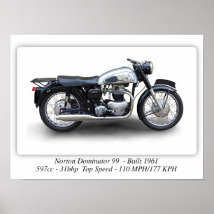 Norton Dominator 99 Motorcycle - A3 Poster