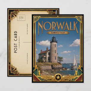 Norwalk Connecticut Vintage Art Deco Golden Age Postcard