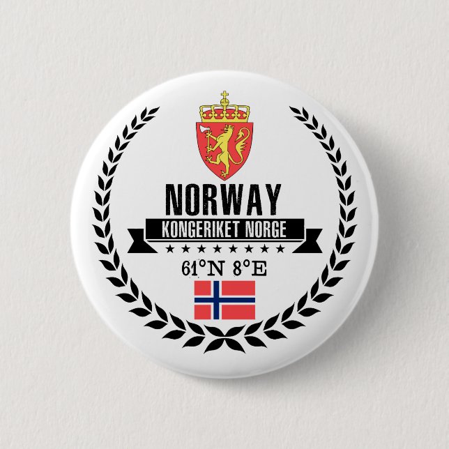 Norway 6 Cm Round Badge (Front)