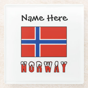 Norway and Norwegian Flag Personalised Glass Coaster