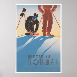 Norway Art Norwegian Print Ski Poster Winter Print