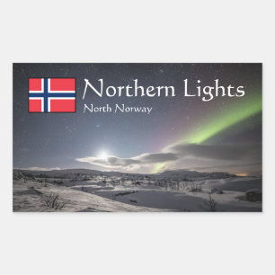 Norway Aurora Landscape Photo Rectangular Sticker