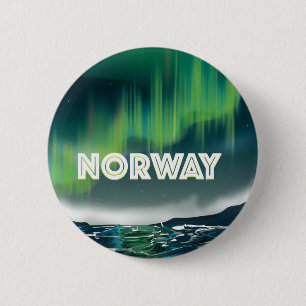 Norway Aurora Northern Lights Travel Poster 6 Cm Round Badge