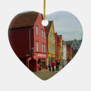 Norway, Bergen,painted houses on the waterfront Ceramic Ornament
