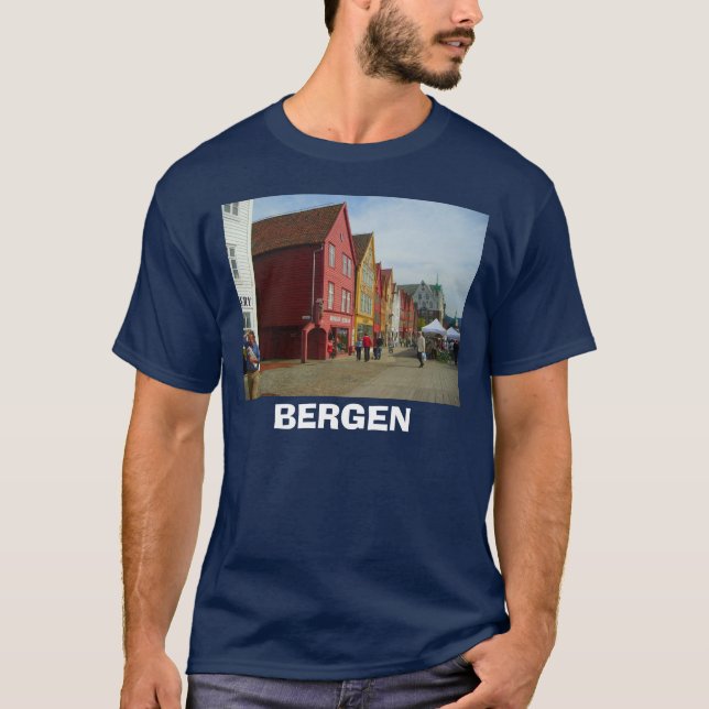 Norway, Bergen, traditional painted buildings T-Shirt (Front)