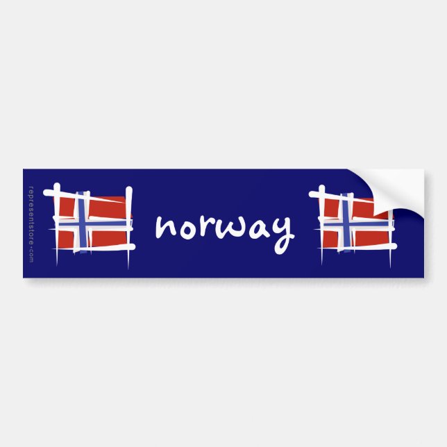 Norway Brush Flag Bumper Sticker (Front)