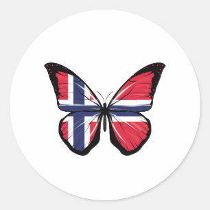 Norway Butterfly Flag Classic Round Sticker