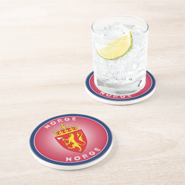 Norway Coat of Arms Circle Shape Coaster (Side)