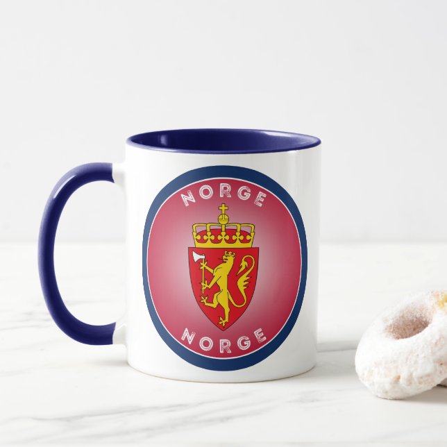 Norway Coat of Arms Circle Shape Mug (With Donut)