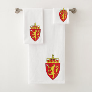 Norway coat of arms on Norway's flag, Norwegian 4a Bath Towel Set