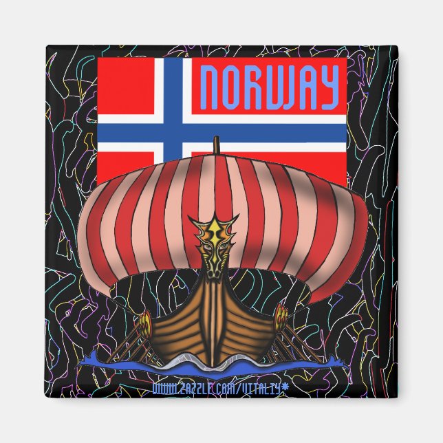 Norway cool viking ship magnet design (Front)