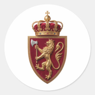 Norway country coat arms symbol emblem flag shield classic round sticker