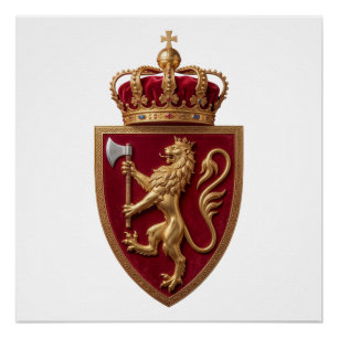 Norway country coat arms symbol emblem flag shield poster