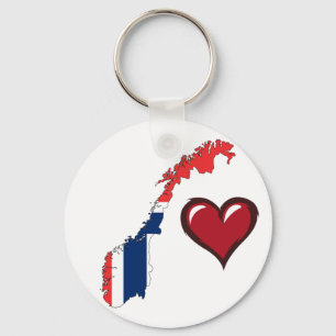 Norway country flag red heart key ring