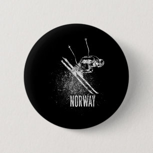 Norway Downhill Skiing Retro Design Mountain Snow 6 Cm Round Badge