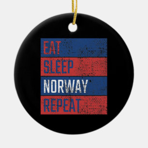 Norway - Eat Sleep Norway Repeat Ceramic Ornament