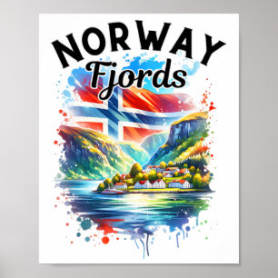 Norway Fjords Cruise Norwegian Flag Scandinavia Me Poster