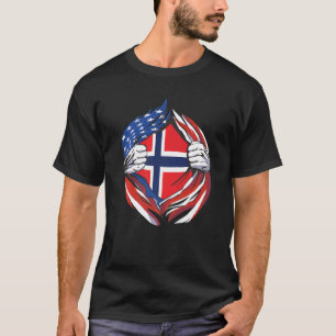 Norway Flag American Proud of My Norwegian Heritag T-Shirt
