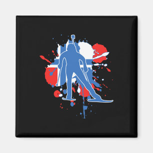 Norway Flag Biathlonist - Norwegian Biathlon Magnet