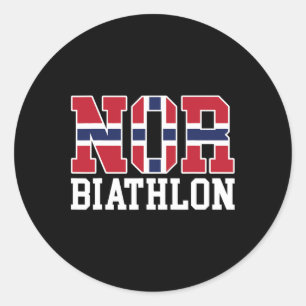 Norway Flag Biathlonist - Norwegian Nor Biathlon 1 Classic Round Sticker