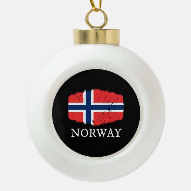 Norway Flag Ceramic Ball Christmas Ornament (Front)