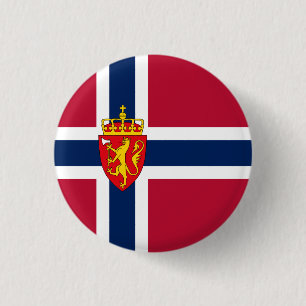 Norway Flag/ Coat of Arms 3 Cm Round Badge