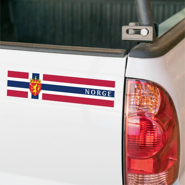 Norway Flag/ Coat of Arms Bumper Sticker (On Truck)